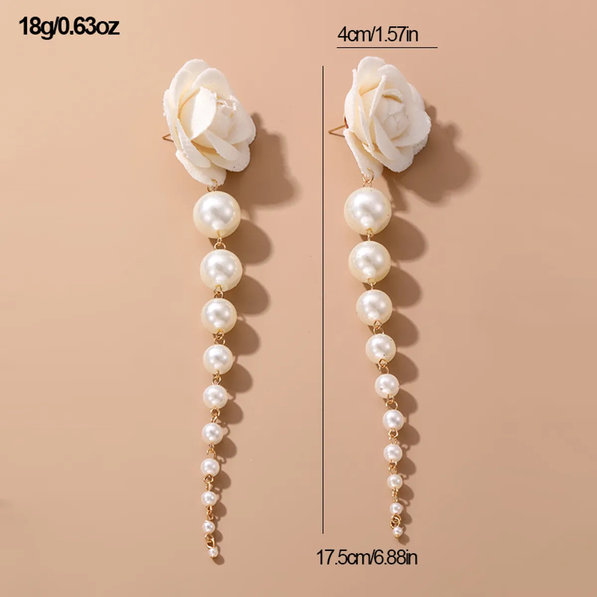 1 Pair Romantic Rose Alloy Cloth Drop Earrings