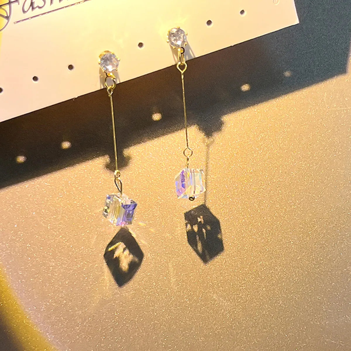 1 Pair Romantic Shiny Square Bow Knot Plating Alloy Artificial Crystal Drop Earrings