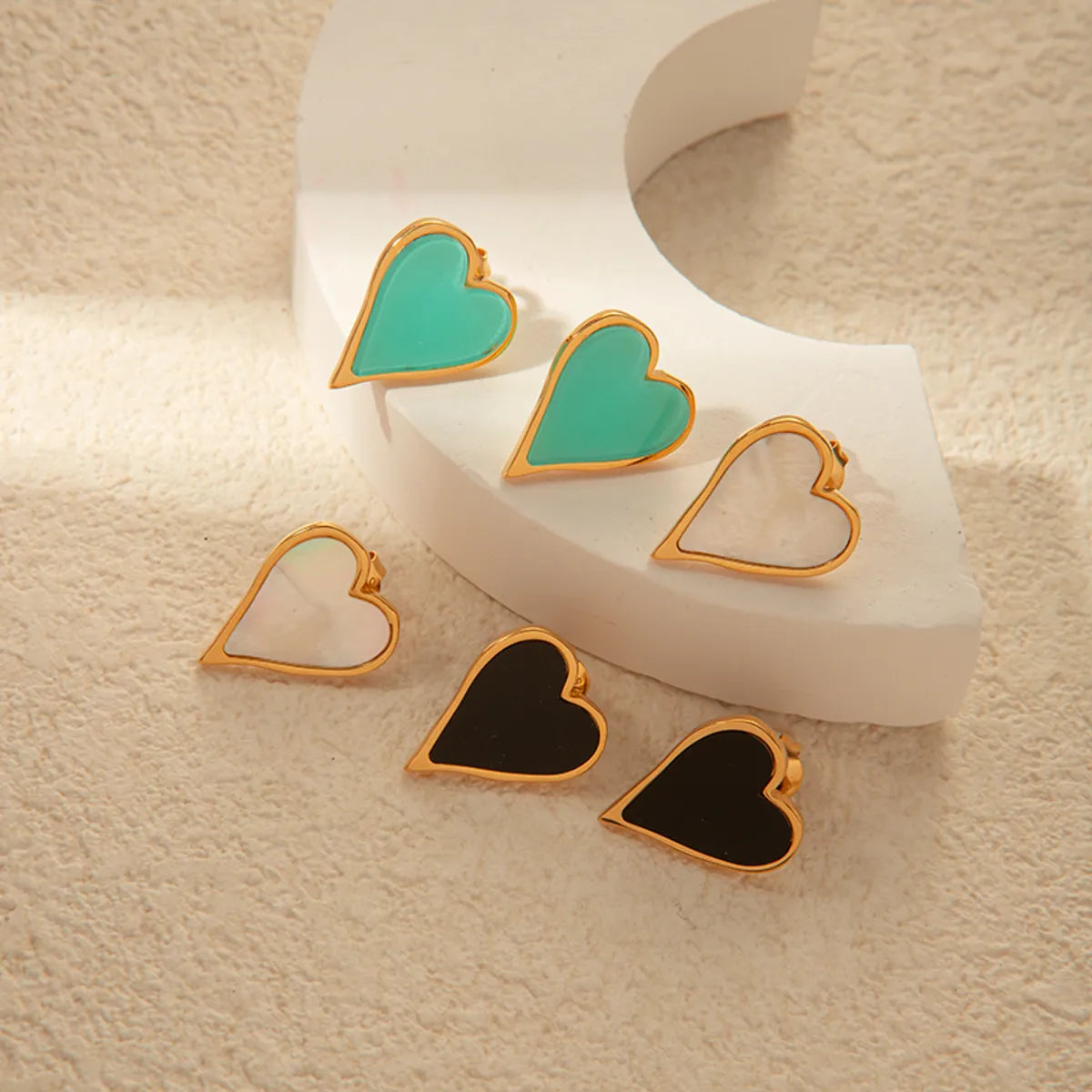 1 Pair Romantic Simple Style Classic Style Heart Shape Enamel Plating Stainless Steel Ear Studs