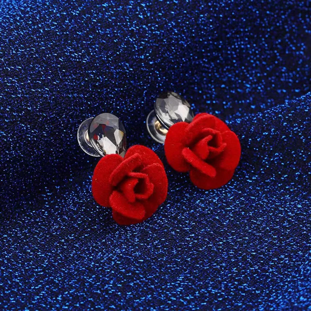 1 Pair Romantic Simple Style Flower Plating Inlay Alloy Rhinestones Drop Earrings