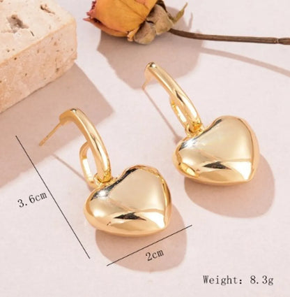 1 Pair Romantic Simple Style Heart Shape Alloy Drop Earrings