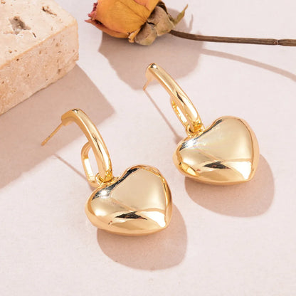 1 Pair Romantic Simple Style Heart Shape Alloy Drop Earrings