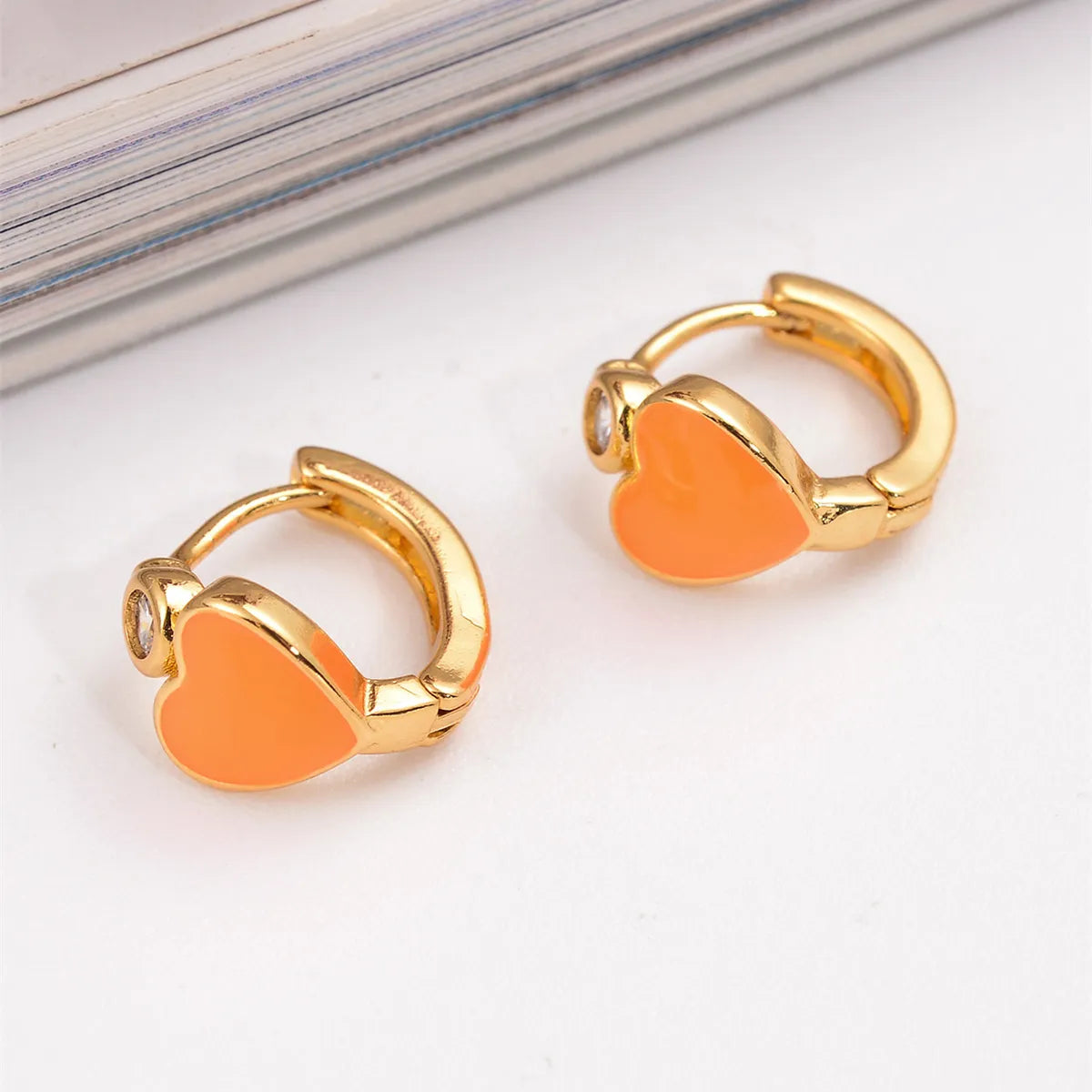 1 Pair Romantic Simple Style Heart Shape Copper 18K Gold Plated Earrings