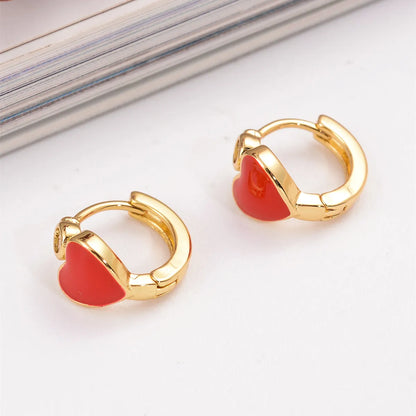 1 Pair Romantic Simple Style Heart Shape Copper 18K Gold Plated Earrings