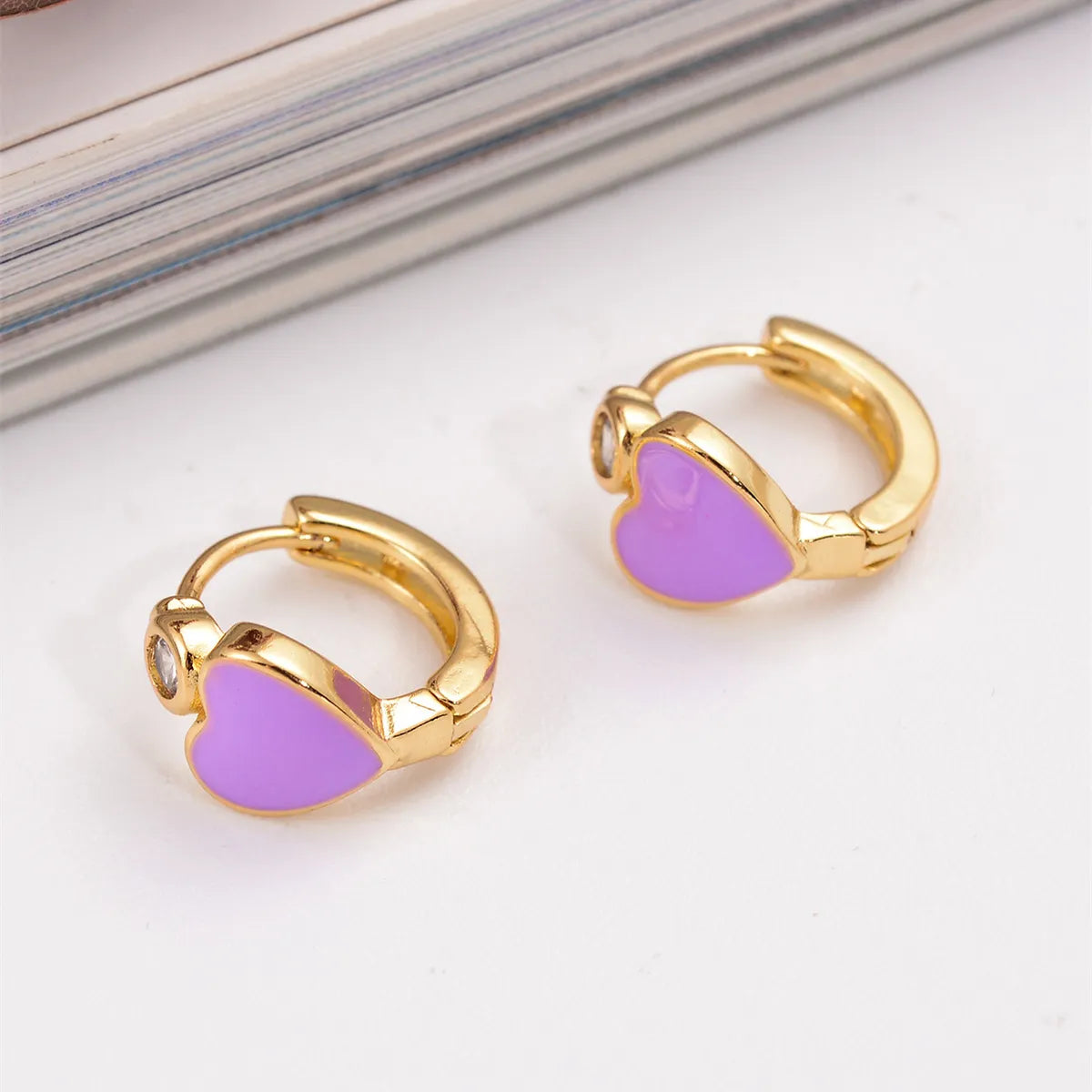 1 Pair Romantic Simple Style Heart Shape Copper 18K Gold Plated Earrings