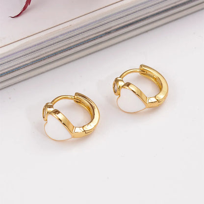 1 Pair Romantic Simple Style Heart Shape Copper 18K Gold Plated Earrings