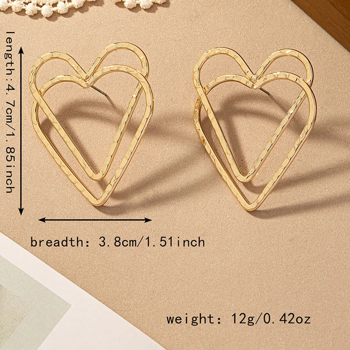 1 Pair Romantic Simple Style Heart Shape Plating Alloy 14k Gold Plated Ear Studs