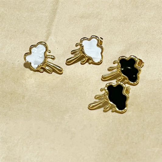 1 Pair Romantic Simple Style Solid Color Clouds Inlay 304 Stainless Steel Shell 18K Gold Plated Ear Studs