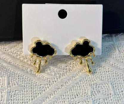 1 Pair Romantic Simple Style Solid Color Clouds Inlay 304 Stainless Steel Shell 18K Gold Plated Ear Studs