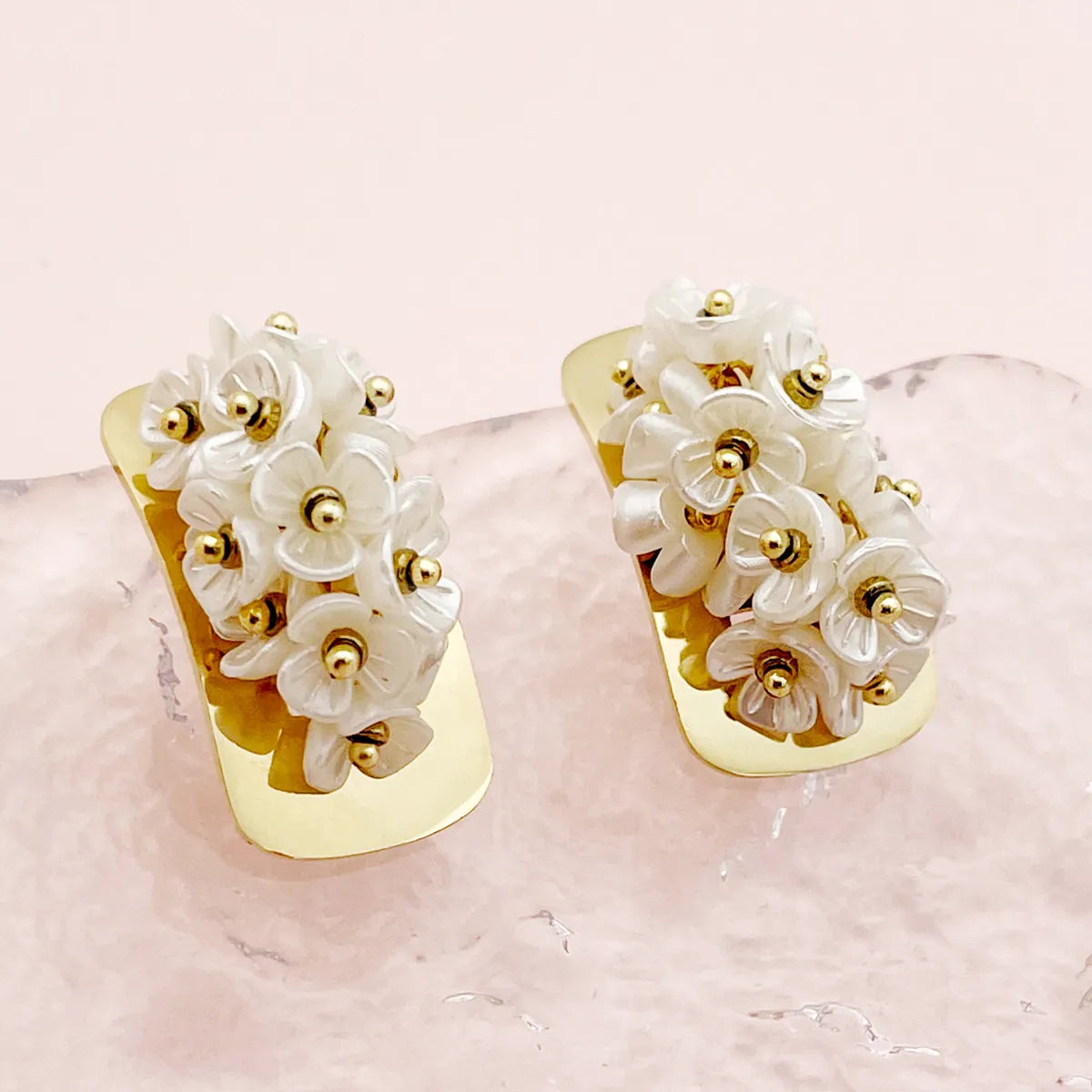 1 Pair Romantic Sweet Flower Stainless Steel Polishing Plating Gold Plated Ear Studs