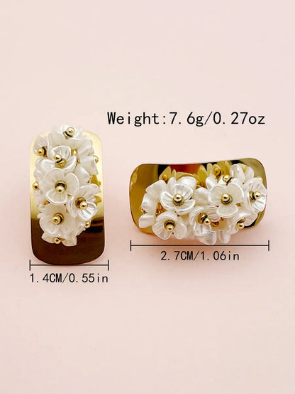 1 Pair Romantic Sweet Flower Stainless Steel Polishing Plating Gold Plated Ear Studs