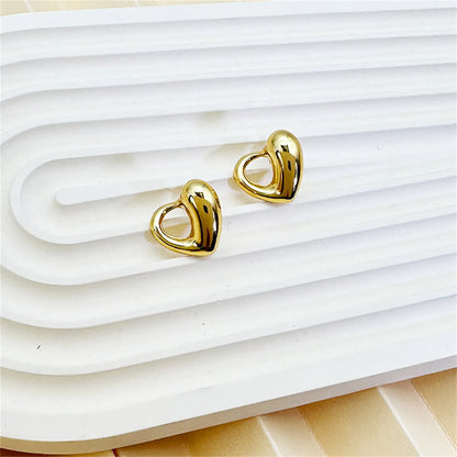 1 Pair Romantic Sweet Heart Shape 304 Stainless Steel Ear Studs