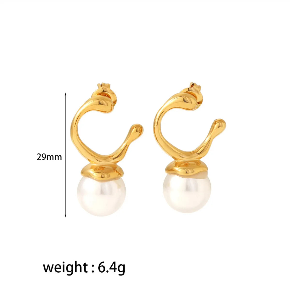 1 Pair Romantic Sweet Pearl Plating Inlay 304 Stainless Steel Artificial Pearls 18K Gold Plated Ear Studs