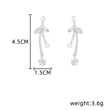 1 Pair Romantic Sweet Simple Style Cherry Inlay Alloy Artificial Pearls Artificial Diamond Drop Earrings