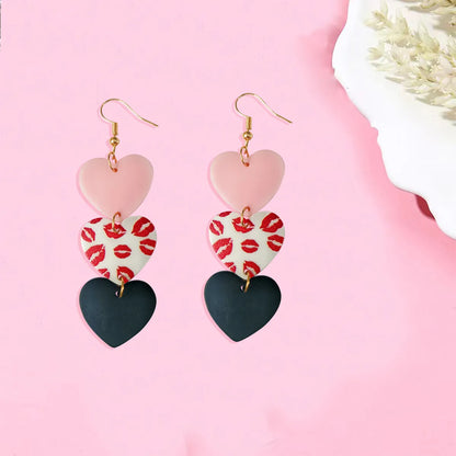 1 Pair Romantic Sweet Simple Style Lips Heart Shape Arylic Drop Earrings