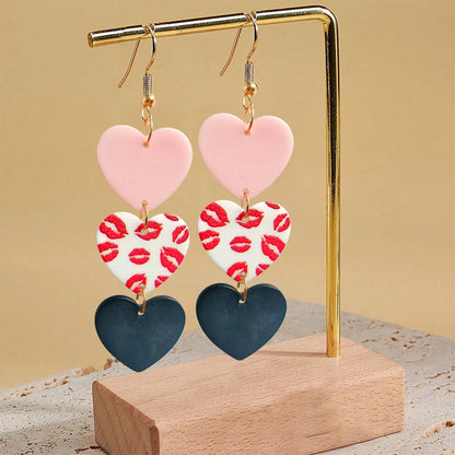 1 Pair Romantic Sweet Simple Style Lips Heart Shape Arylic Drop Earrings