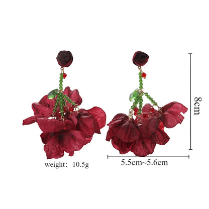 1 Pair Sexy Flower Cloth Drop Earrings