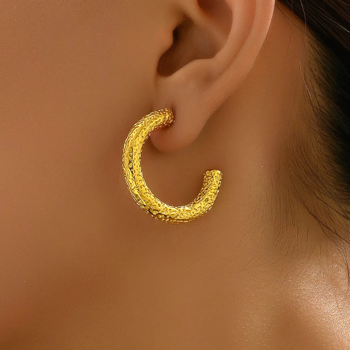 1 Pair Sexy Simple Style Solid Color Plating 304 Stainless Steel Titanium Steel 18K Gold Plated Ear Studs