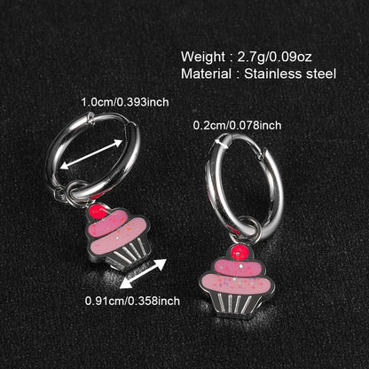 1 Pair Shiny Animal Polishing Epoxy Stainless Steel Drop Earrings