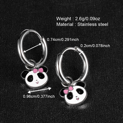 1 Pair Shiny Animal Polishing Epoxy Stainless Steel Drop Earrings