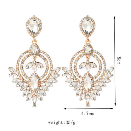 1 Pair Shiny Geometric Plating Inlay Zinc Alloy Rhinestones Drop Earrings