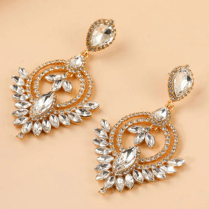 1 Pair Shiny Geometric Plating Inlay Zinc Alloy Rhinestones Drop Earrings