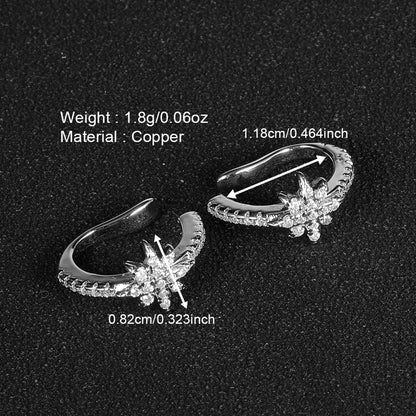 1 Pair Shiny Heart Shape Polishing Plating Inlay Copper Zircon White Gold Plated Ear Cuffs