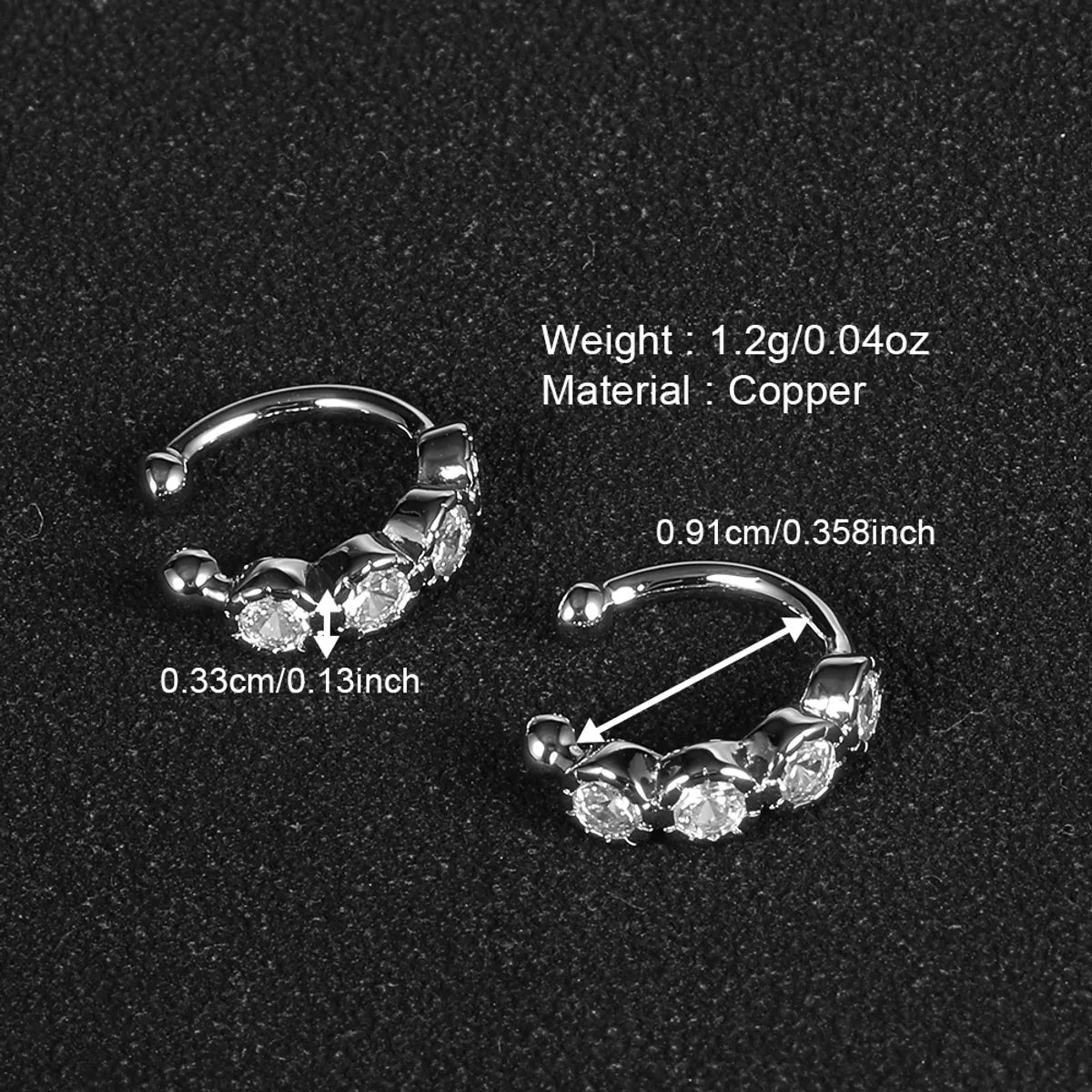 1 Pair Shiny Heart Shape Polishing Plating Inlay Copper Zircon White Gold Plated Ear Cuffs