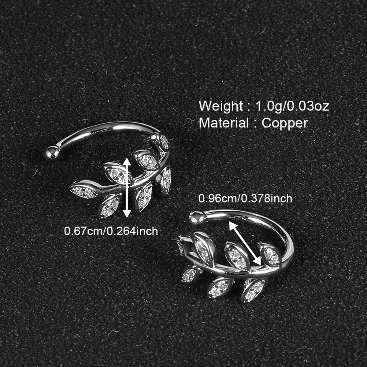 1 Pair Shiny Heart Shape Polishing Plating Inlay Copper Zircon White Gold Plated Ear Cuffs