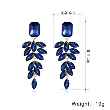 1 Pair Shiny Leaf Square Metal Inlay Rhinestones Glass Women's Drop Earrings