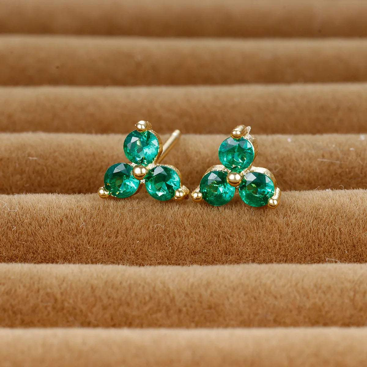 1 Pair Shiny Round Plating Inlay Copper Zircon Ear Studs