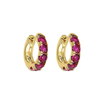 1 Pair Shiny Round Plating Inlay Copper Zircon Hoop Earrings