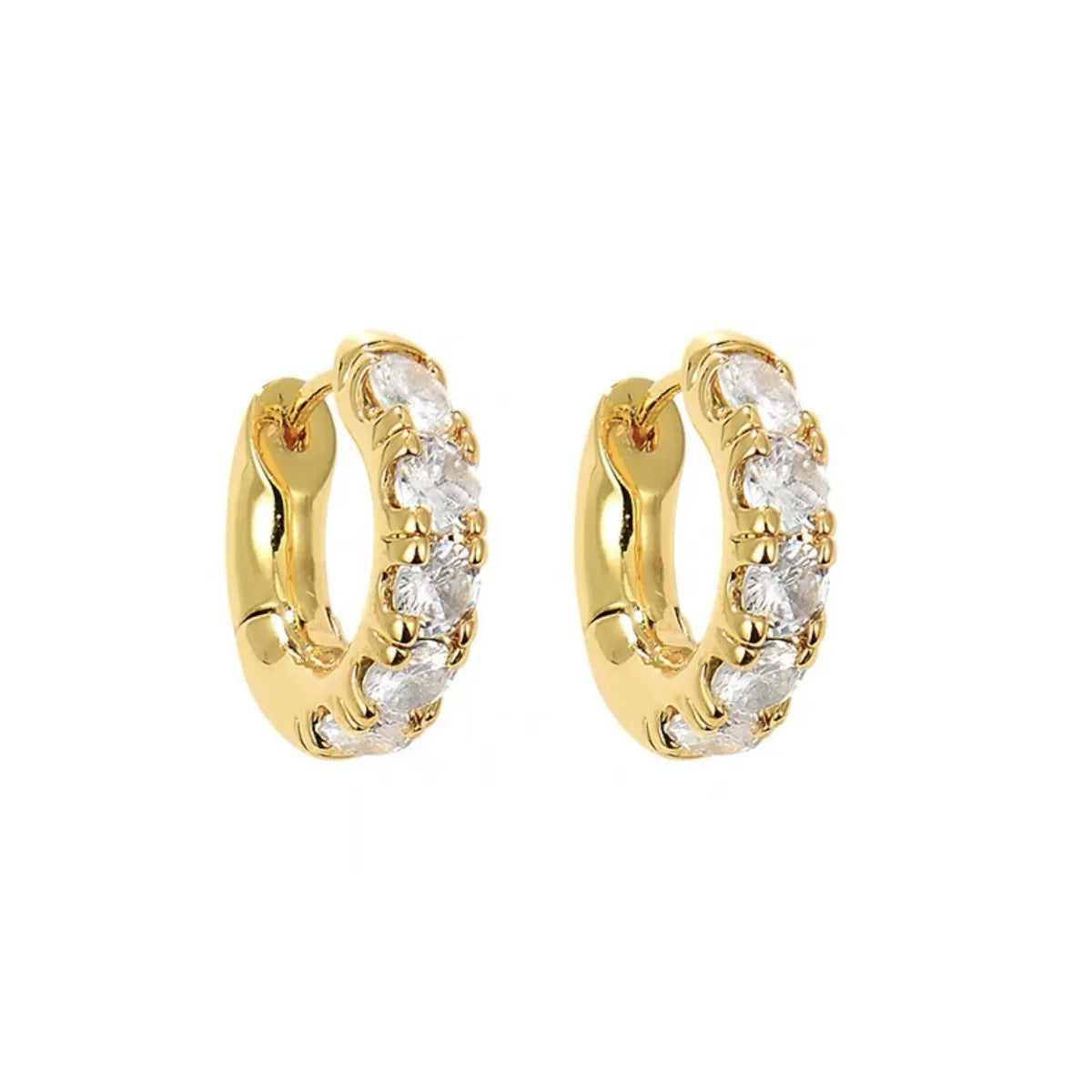 1 Pair Shiny Round Plating Inlay Copper Zircon Hoop Earrings