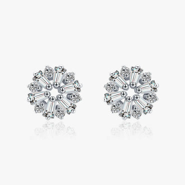 1 Pair Shiny Snowflake Sterling Silver Plating Inlay Zircon Rhodium Plated Ear Studs