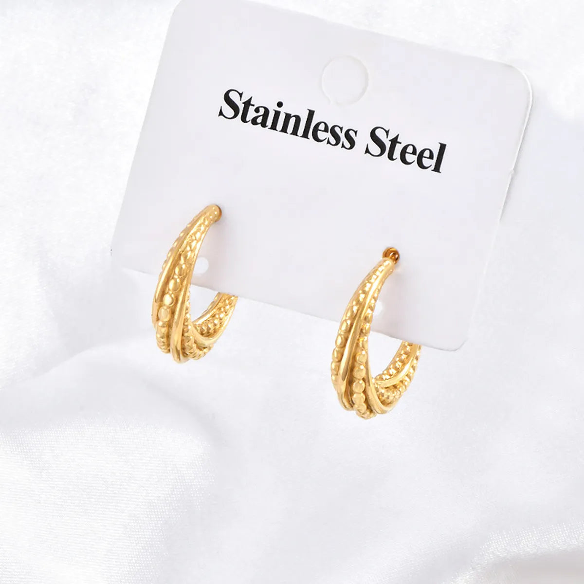 1 Pair Shiny Solid Color Plating 304 Stainless Steel 18K Gold Plated Ear Studs