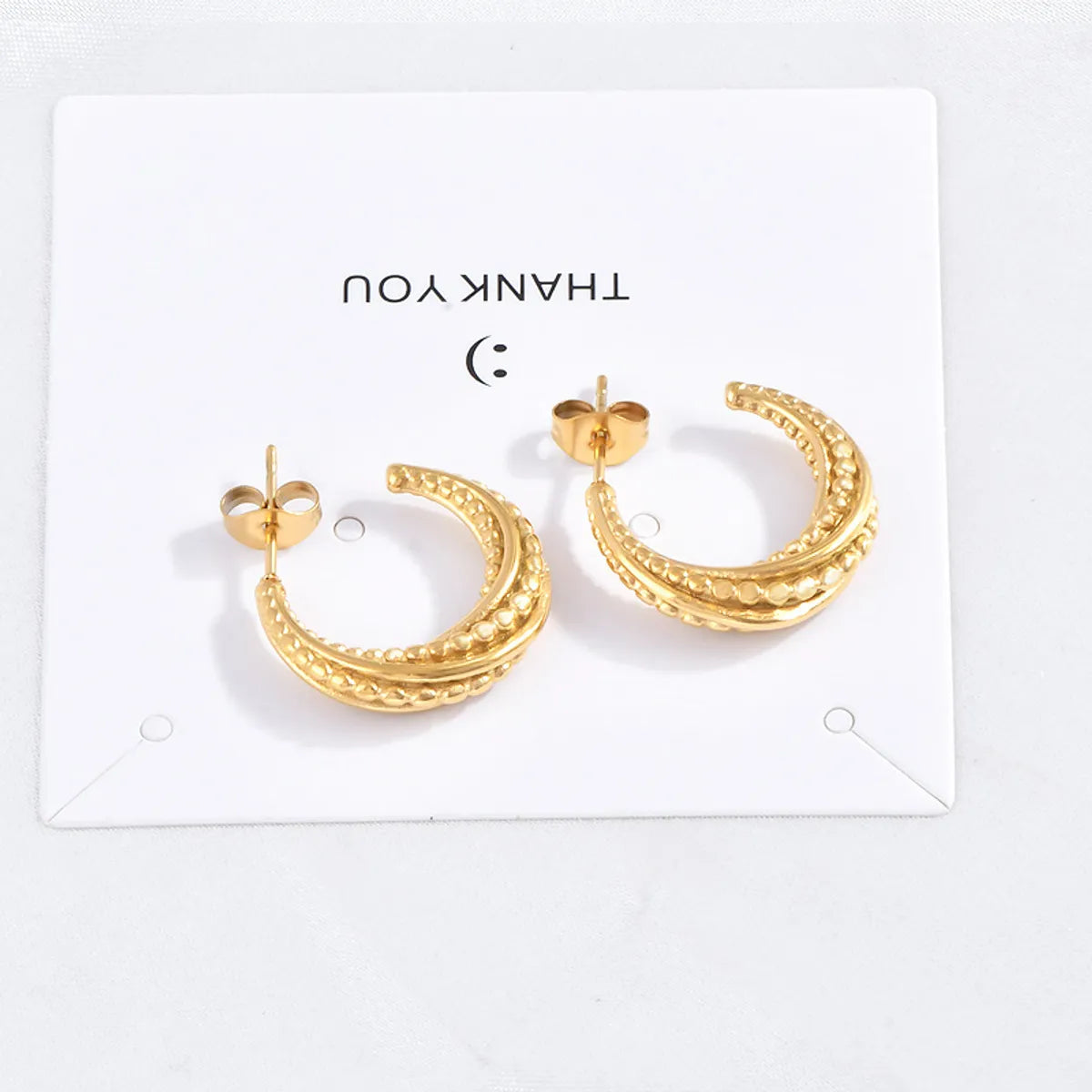 1 Pair Shiny Solid Color Plating 304 Stainless Steel 18K Gold Plated Ear Studs