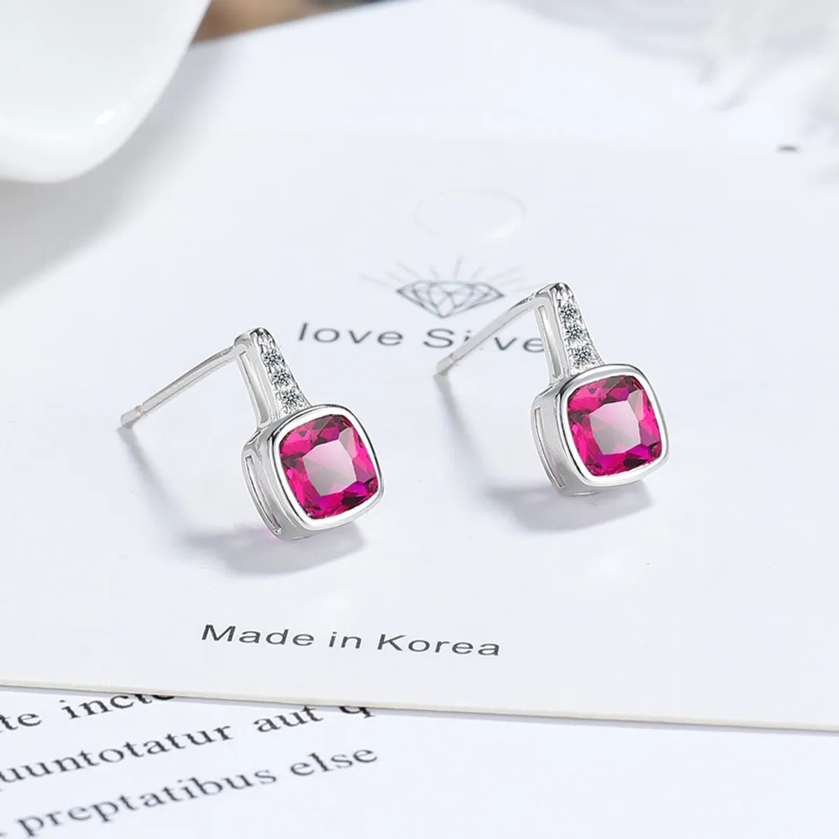 1 Pair Shiny Square Inlay Copper Zircon Ear Studs