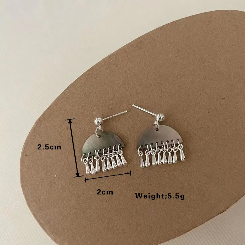 1 Pair Shiny Tassel Plating Alloy Silver Plated Drop Earrings