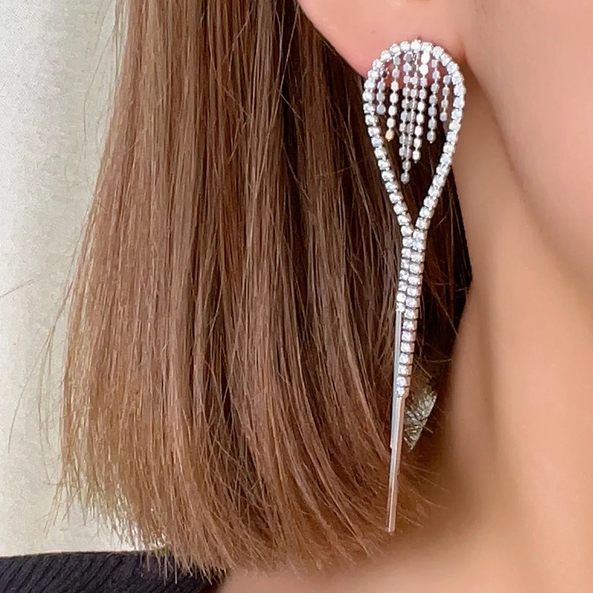 1 Pair Shiny Tassel Plating Inlay Copper Zircon White Gold Plated Gold Plated Drop Earrings