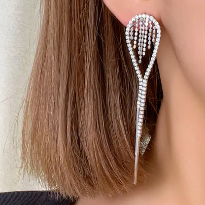 1 Pair Shiny Tassel Plating Inlay Copper Zircon White Gold Plated Gold Plated Drop Earrings