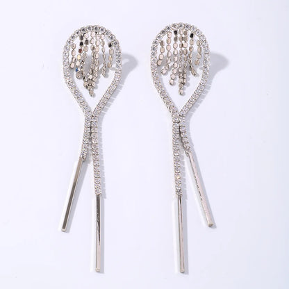 1 Pair Shiny Tassel Plating Inlay Copper Zircon White Gold Plated Gold Plated Drop Earrings