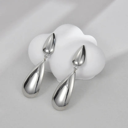 1 Pair Shiny Water Droplets Plating Stainless Steel 18k Gold Plated Ear Studs