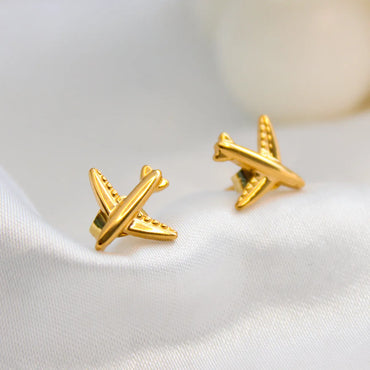 1 Pair Simple Style Airplane Plating Stainless Steel Ear Studs