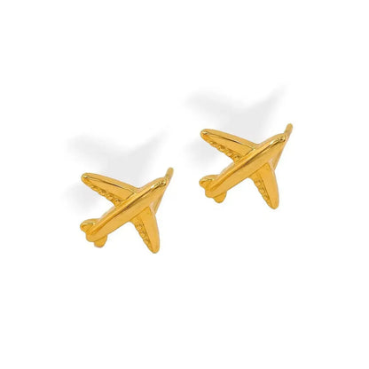 1 Pair Simple Style Airplane Plating Stainless Steel Ear Studs