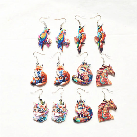 1 Pair Simple Style Animal Arylic Metal Drop Earrings