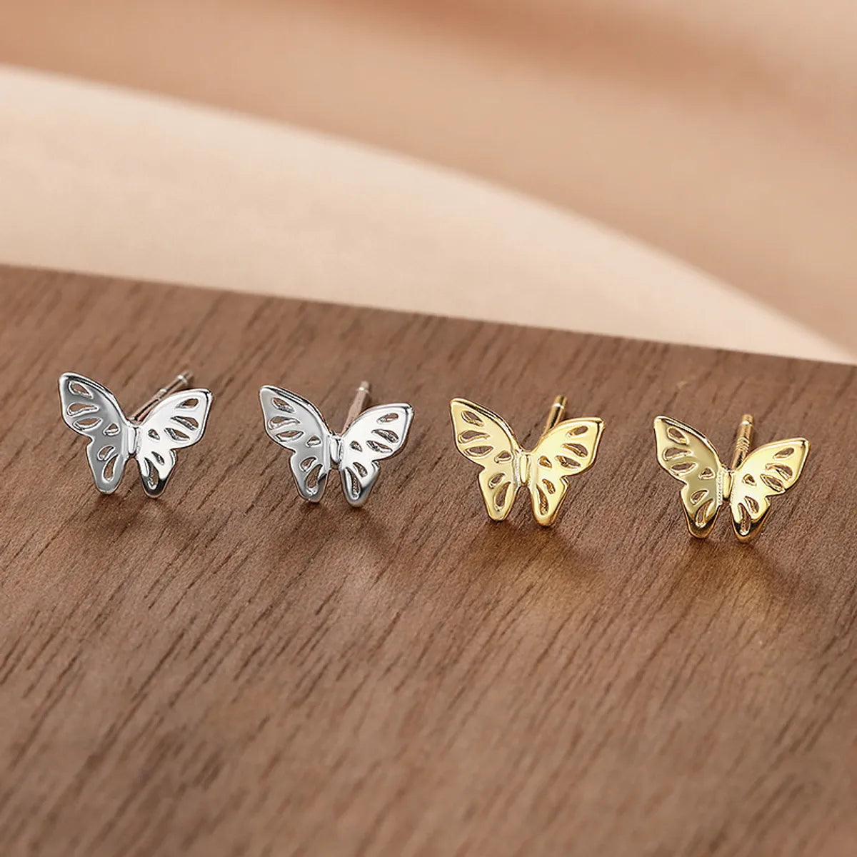 1 Pair Simple Style Animal Butterfly Sterling Silver Ear Studs