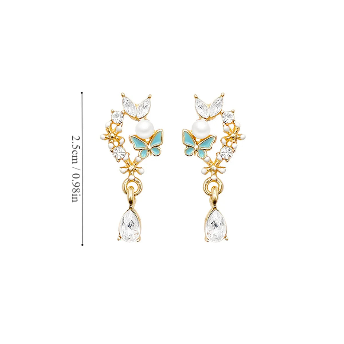 1 Pair Simple Style Animal Plating Inlay Alloy Rhinestones Gold Plated Drop Earrings