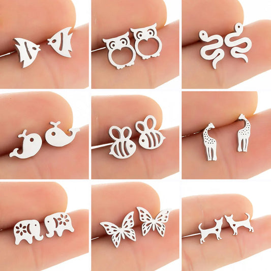 1 Pair Simple Style Animal Stainless Steel Plating Ear Studs