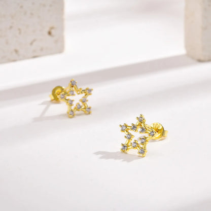 1 Pair Simple Style Animal Star Heart Shape Plating Inlay Stainless Steel Diamond Gold Plated Ear Studs