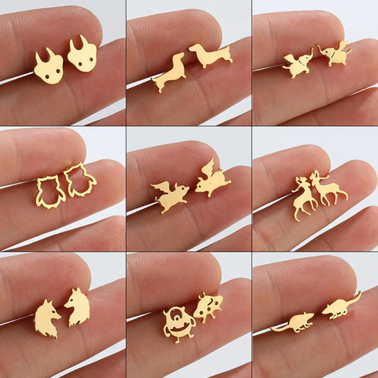 1 Pair Simple Style Animal Titanium Steel Ear Studs